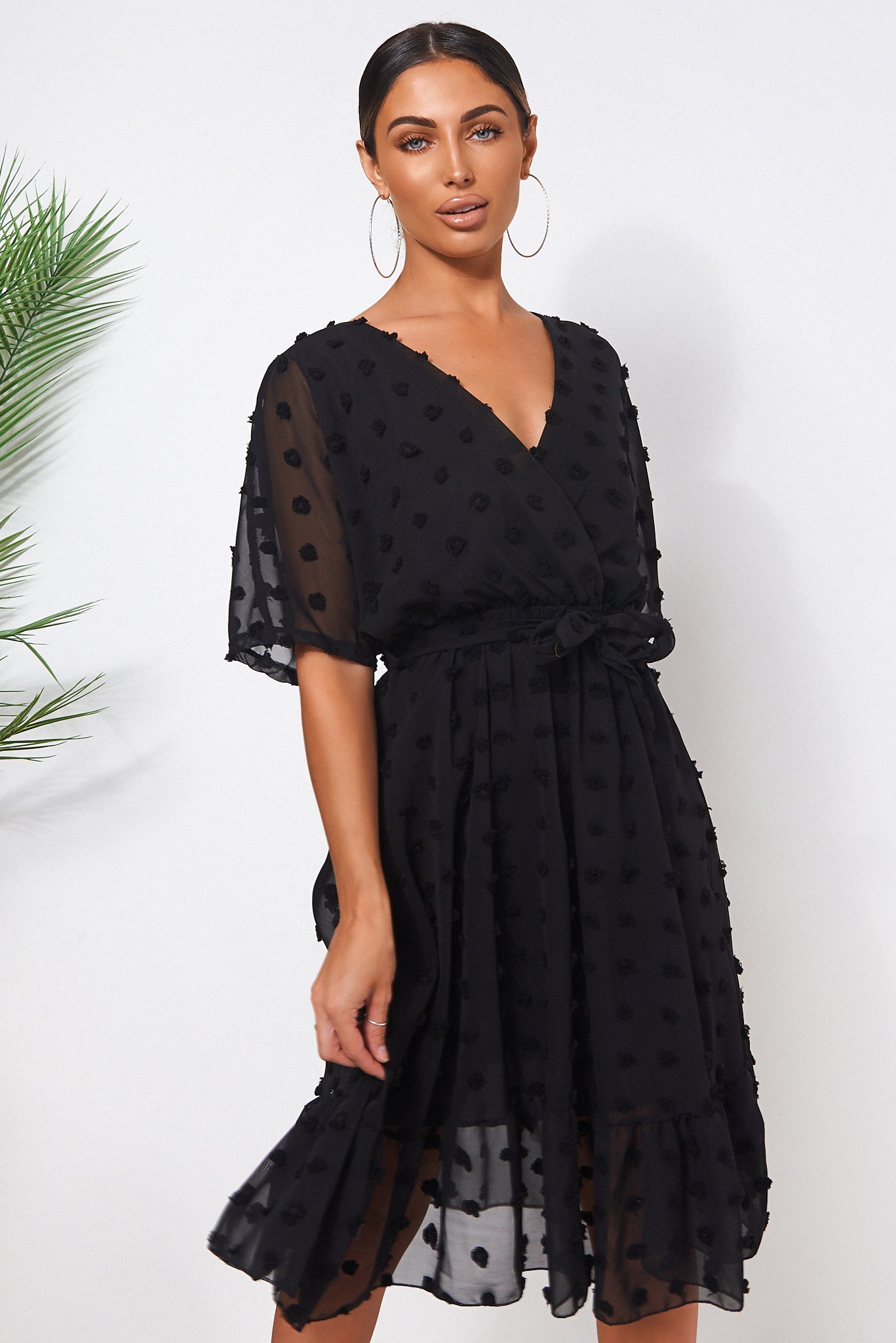 Biba Black Wrap Dobby Dress The Fashion Bible Biba Black Wrap Dobby Dress The Fashion Bible