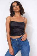 Zola Black Backless Satin Ring Top