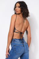 Zola Black Backless Satin Ring Top