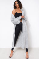 Bren Grey Oversized Balloon Sleeve Long Maxi Cardigan