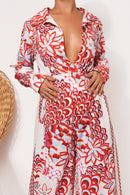 Tulum Red Scarf Print Jumpsuit