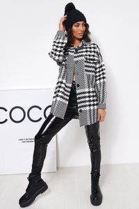 Black Dogtooth Shirt Shacket