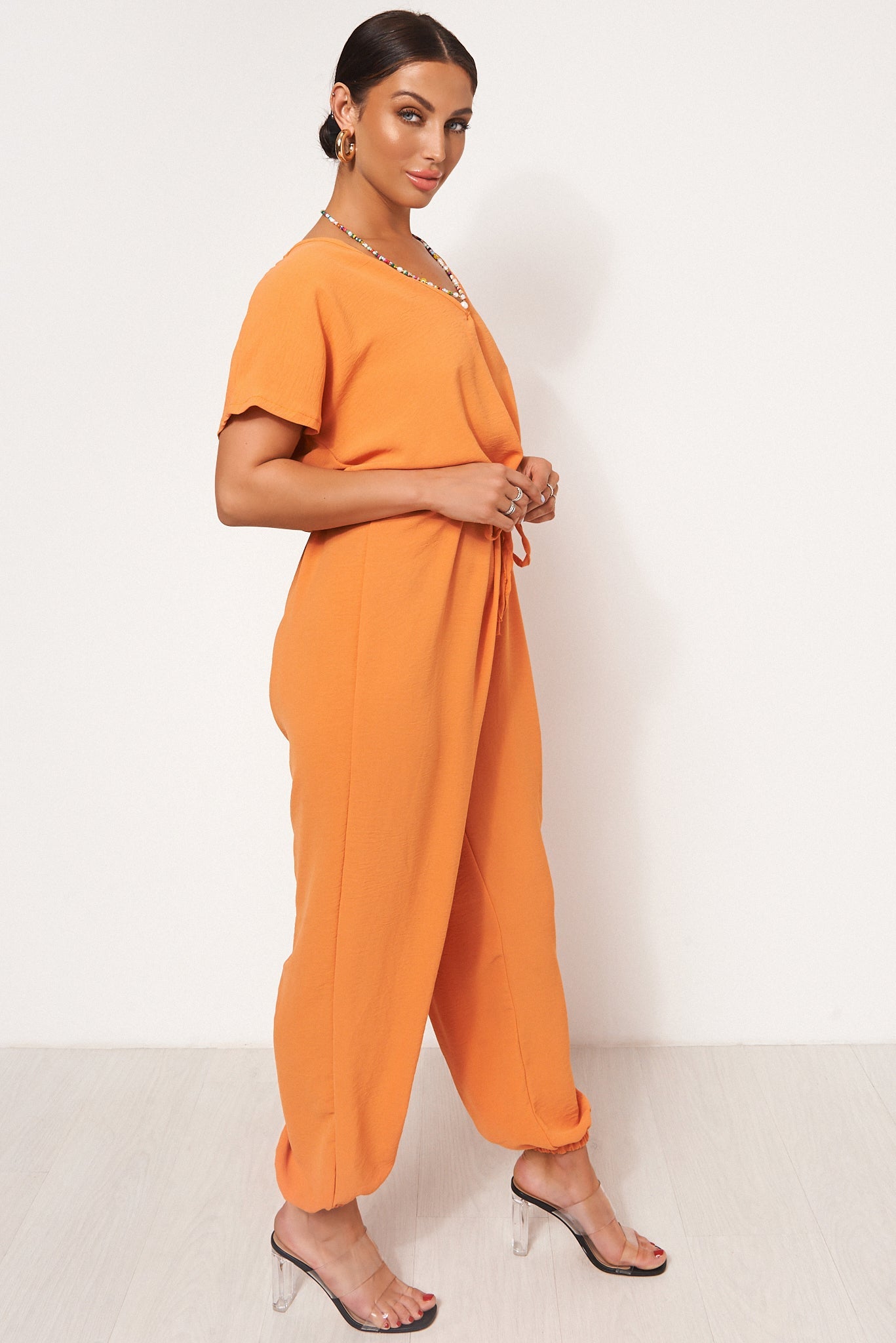 Greta Orange V Neck Jumpsuit