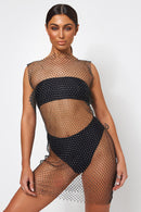Bora Black Diamante Mini Dress