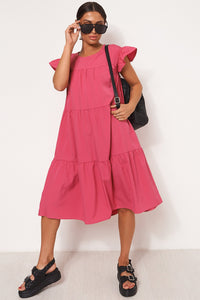 Luca Pink Midi Smock Dress