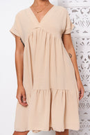 Samia Beige Smock Dress
