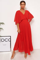 Tama Red Cape Sleeve Maxi Dress