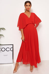 Tama Red Cape Sleeve Maxi Dress