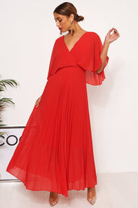 Tama Red Cape Sleeve Maxi Dress