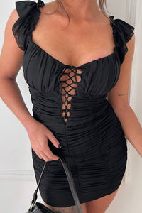 Lia Black Ruched Bodycon Dress