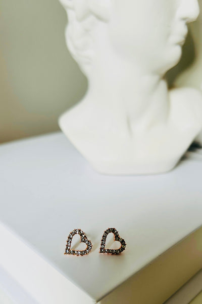 Starlight Rose Gold Heart Diamante Stud Earrings