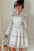 Bea White Button Smock Dress