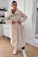 Iris Beige Long Duvet Padded Coat