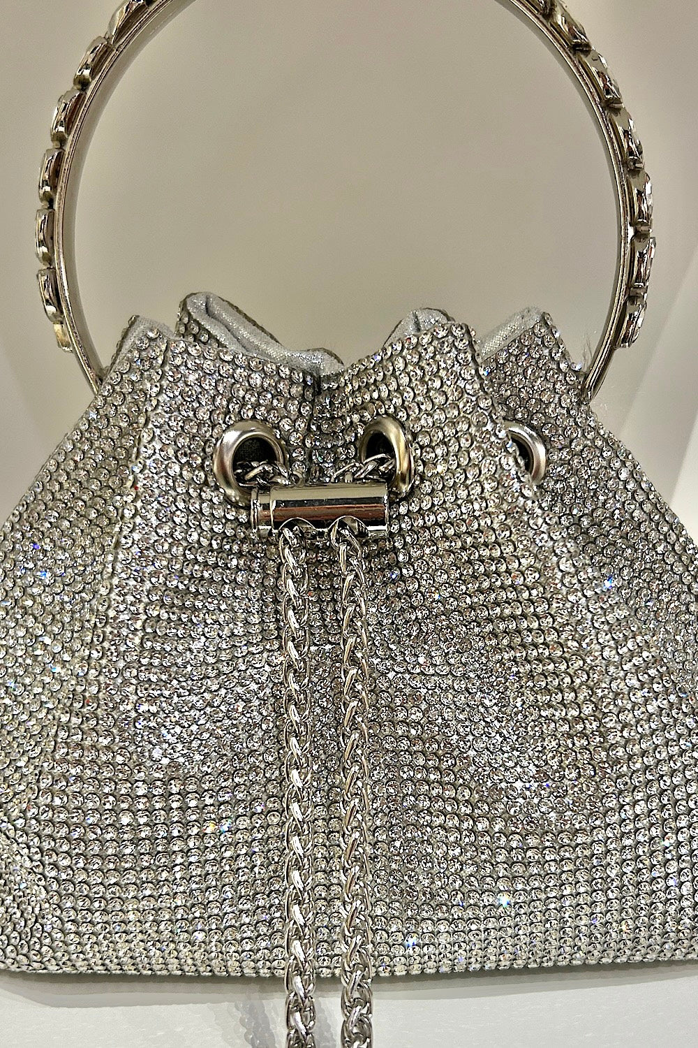 Silver Diamante Bucket Bag