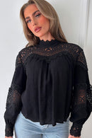 Zana Black Crochet Blouse