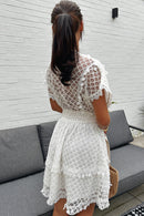 Millie White Lace Tassel V-Neck Dress
