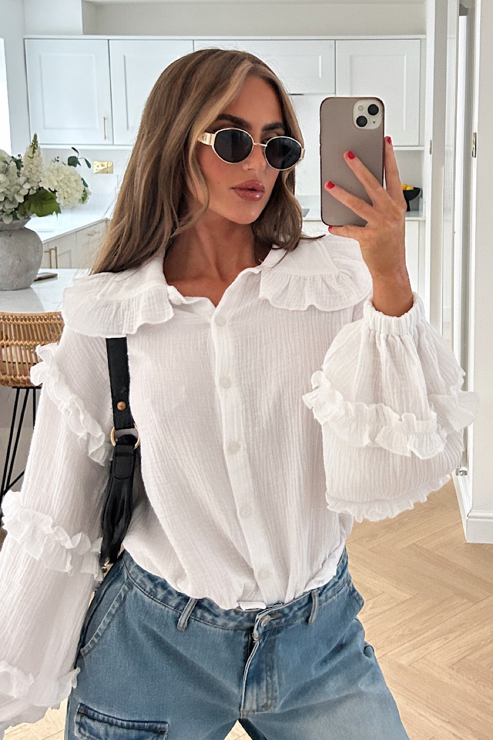 Positano White Frill Cheesecloth Shirt