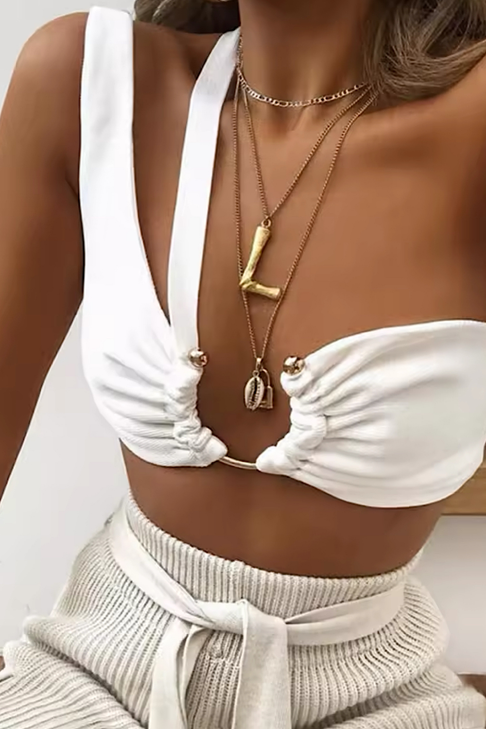 Arabella White Ring Crop Top
