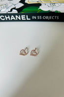 Starlight Rose Gold Heart Diamante Stud Earrings