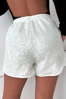 Mina White Sequin Shorts