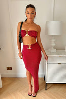 Burgundy T Bar Glitter Lurex Co-ord