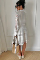 Bea White Button Smock Dress