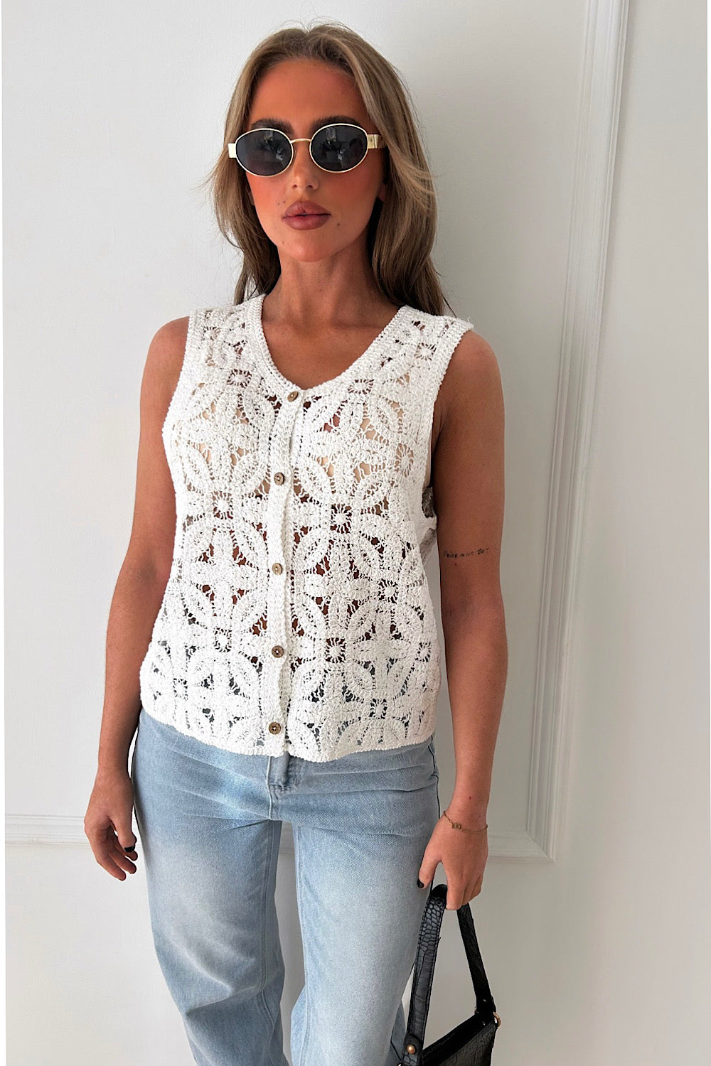 Amanda White Crochet Waistcoat