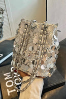 Allie Silver Sequin Disc Bag