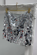 Fabio Silver Sequin Disc Mini Skirt