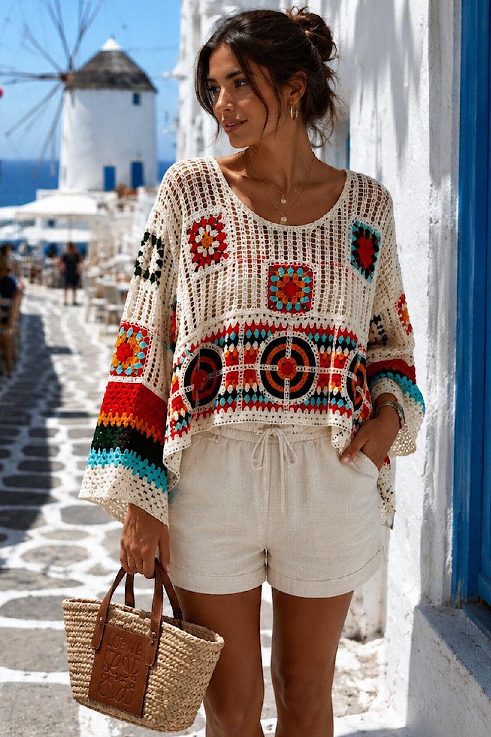 Multicolored Crochet Jumper Size 12-16