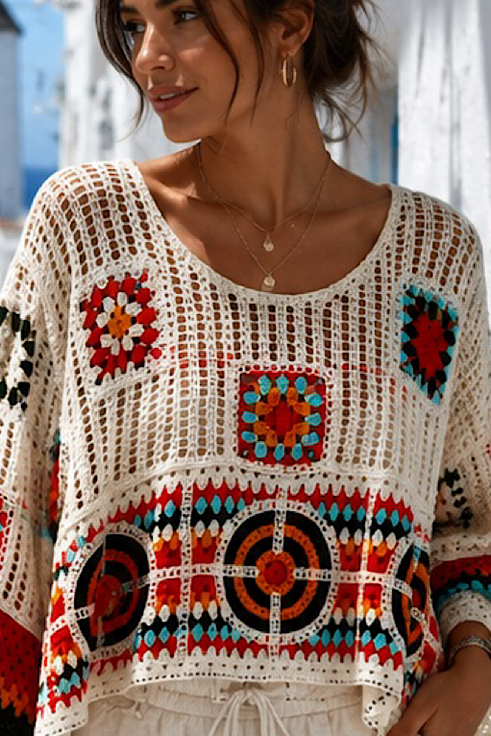 Multicolored Crochet Jumper Size 12-16