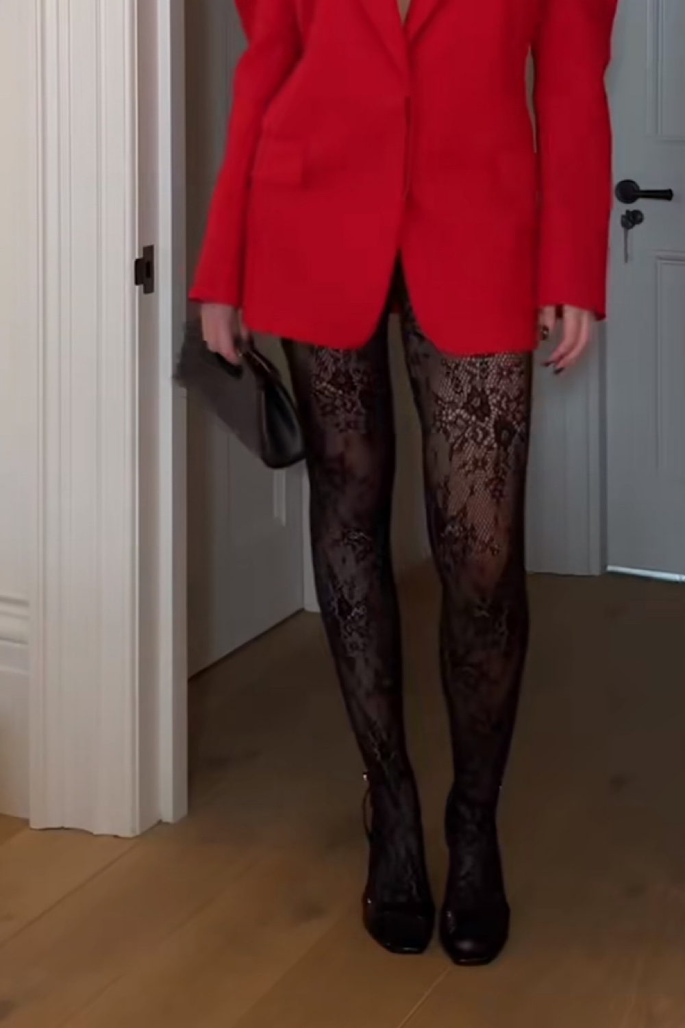Black Floral Lace Tights