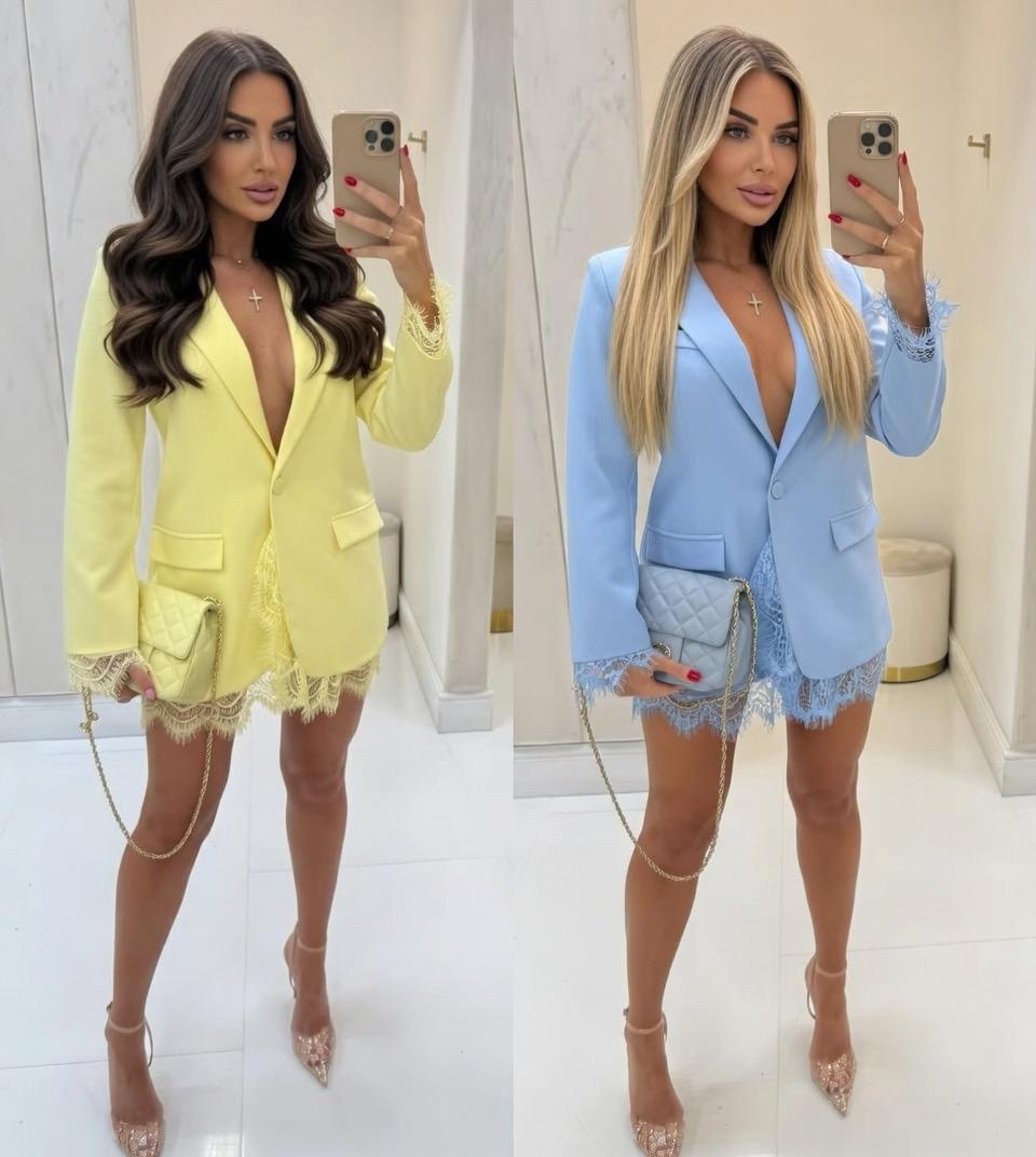 Lyla lace trim blazer one size 6-12