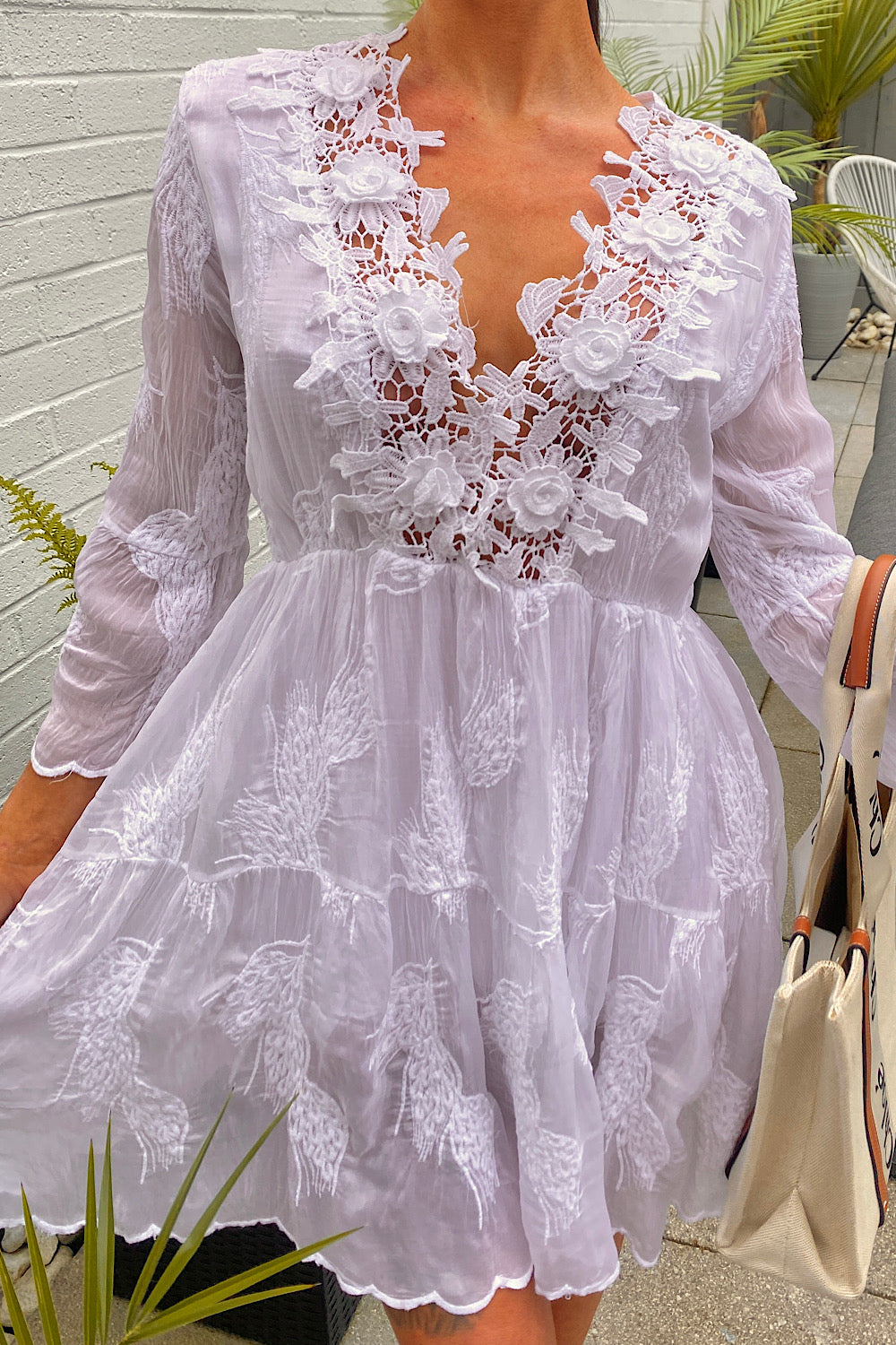 Tori White Crochet Dress