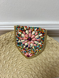 Sia Pink Beaded Clutch Bag