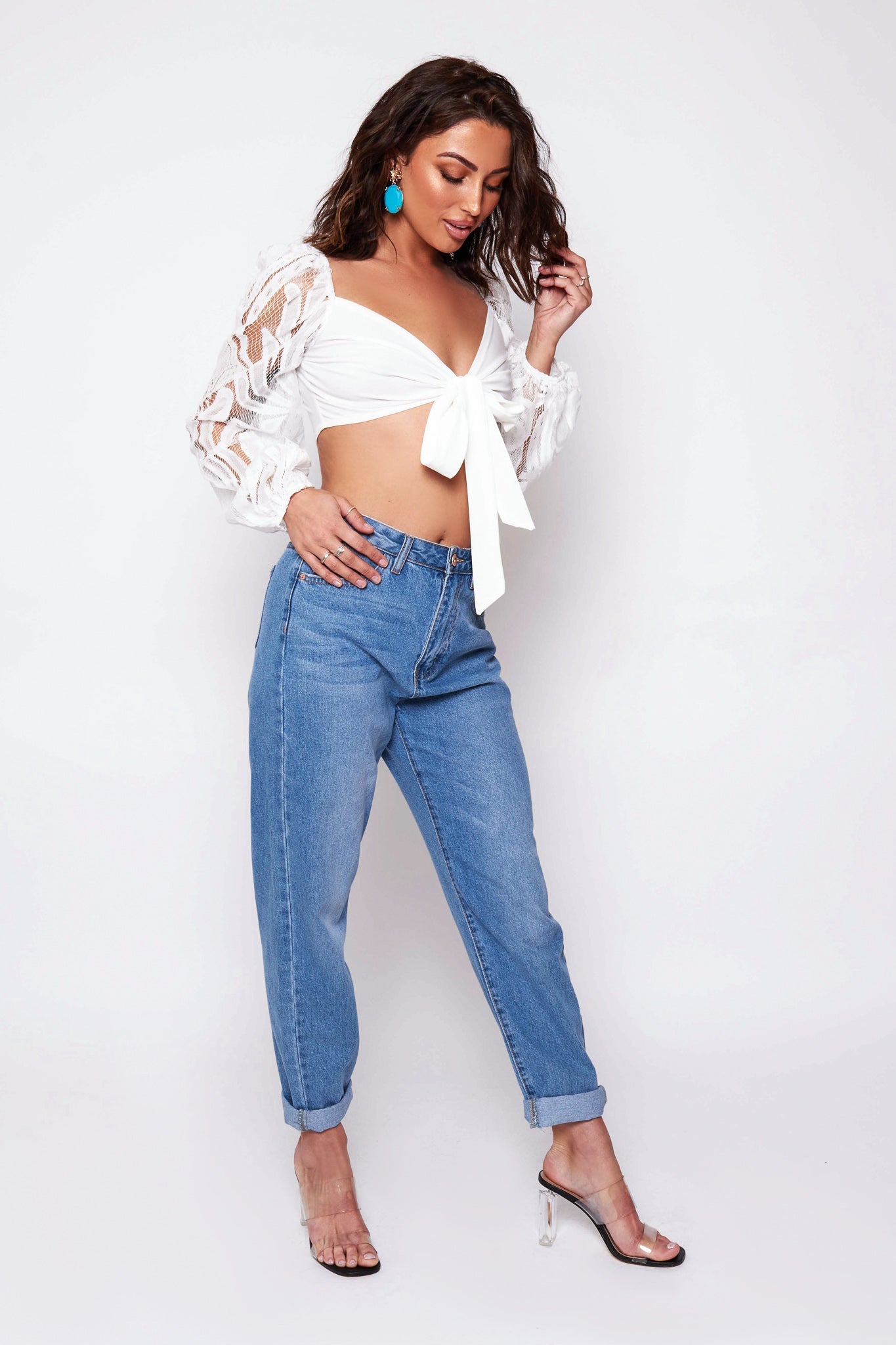 White Lace Crop Top