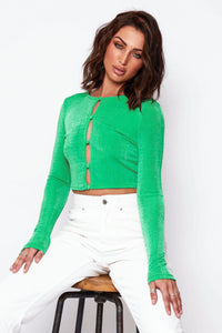 Green Crop Cardigan