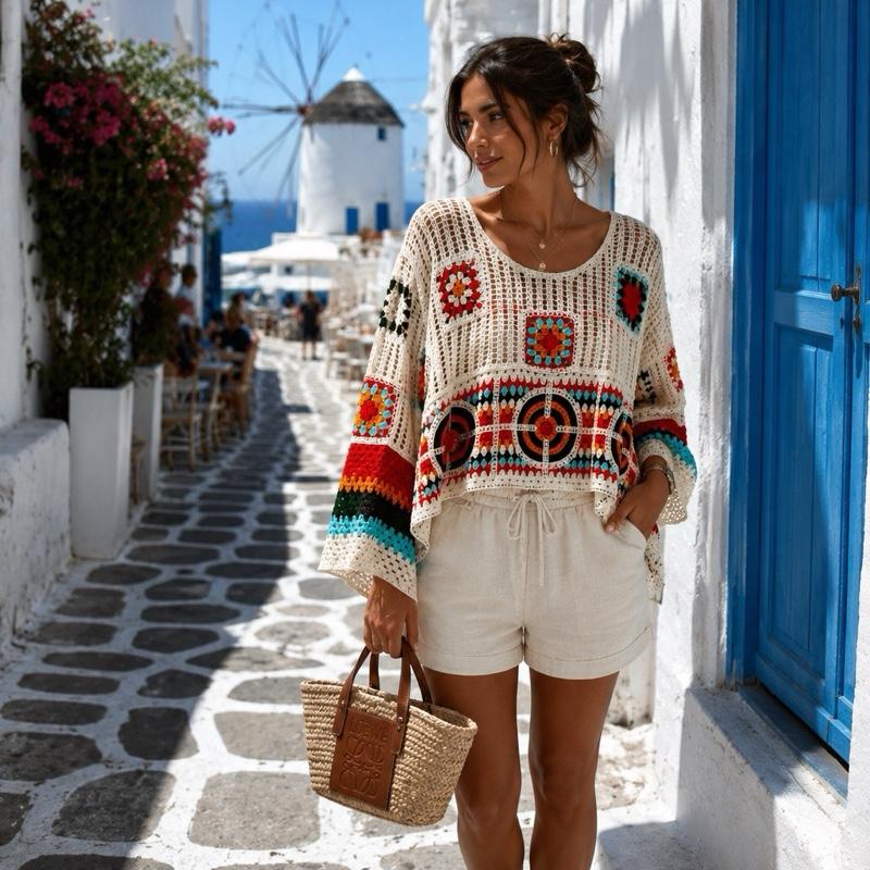 Multicolored Crochet Jumper Size 12-16