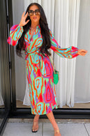 Sici Green & Pink Swirl Wrap Dress