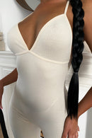 Beige Ribbed Jumpsuit