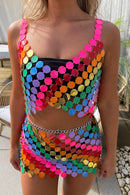 Harley Multicoloured Rainbow Sequin Disc Skirt