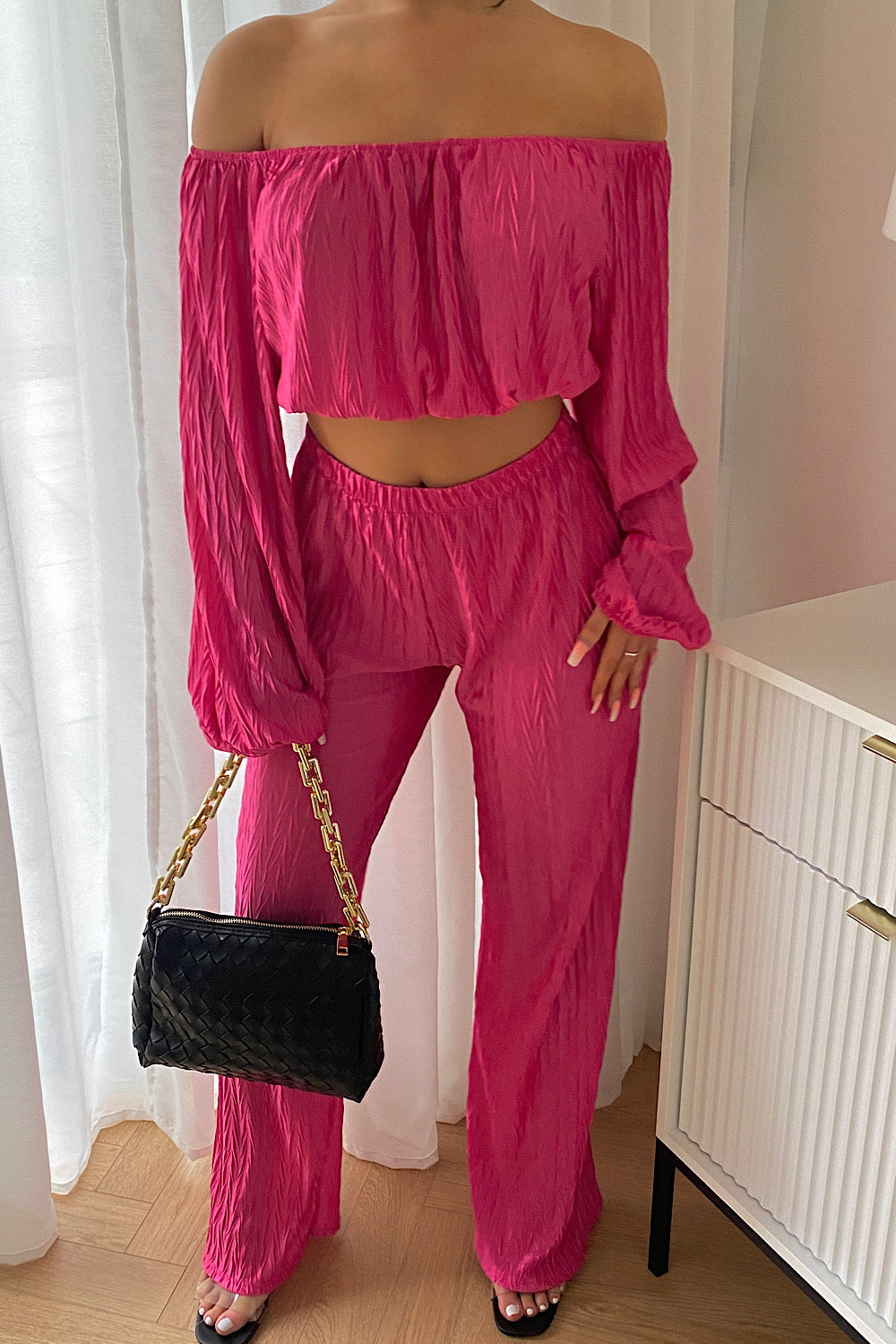 Jama Pink Pleated Trouser Co-ord