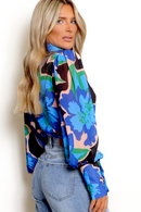 Blue Floral Sheer Shirt