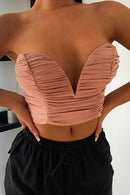 Nude V Front Ruched Corset Top