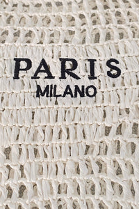 Paris Milano White Crochet Straw Tote Bag