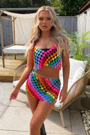 Harley Multicoloured Rainbow Sequin Disc Top