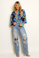 Blue Floral Sheer Shirt