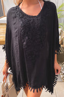Black Crochet Beach Kaftan Dress
