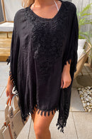 Black Crochet Beach Kaftan Dress