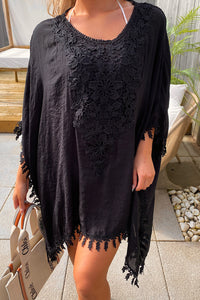 Black Crochet Beach Kaftan Dress